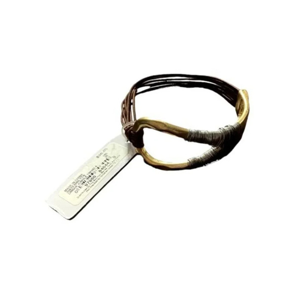 Relativity Brown Elastic Hammered metal bracelet - Picture 1 of 2